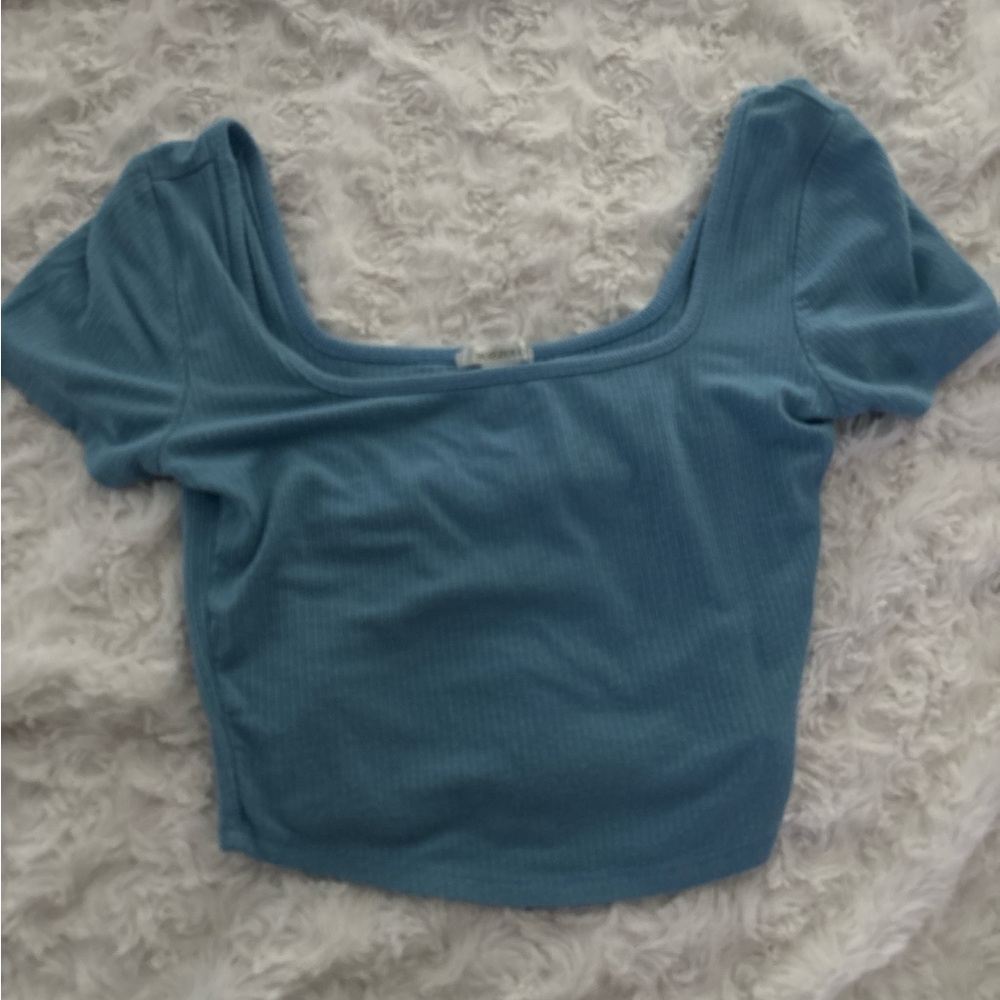 Bozzolo Sky Blue Ribbed Blouse